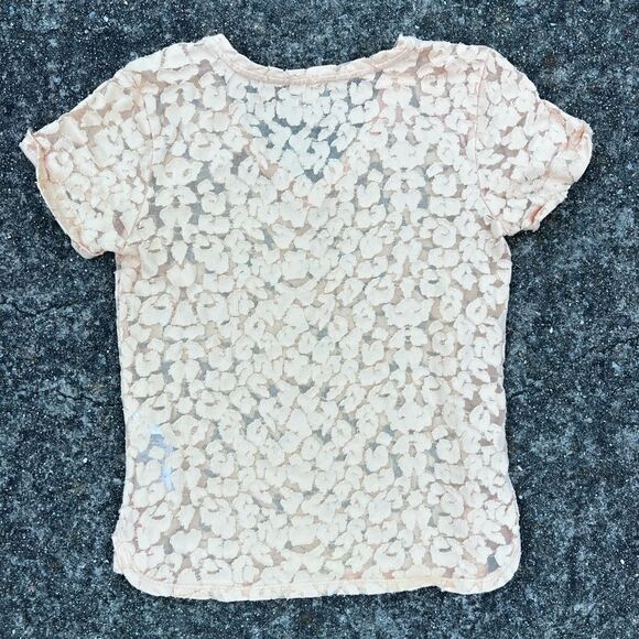 MAJE Trompette Devoré Cotton-blend Floral Lace T-shirt Size 1 (Small) - Picture 3 of 8